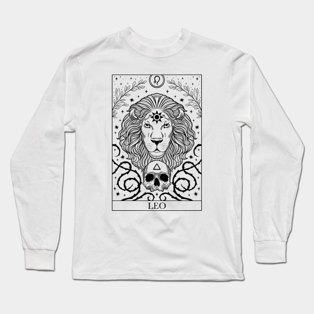 Zodiac sign tarot card Leo Long Sleeve T-Shirt by OccultOmaStore